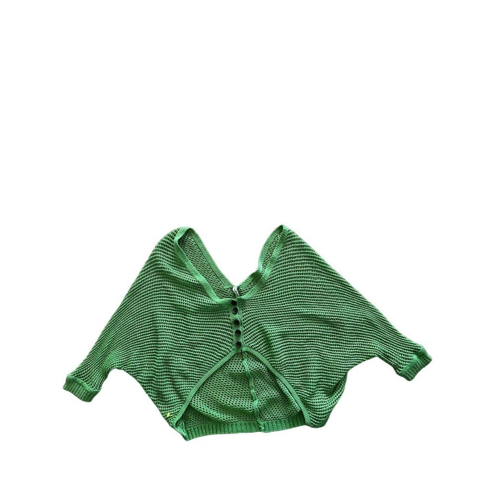 Tessori Women’s Green Knit Shrug Button Cardigann One Size​​​​​​​​​​​
